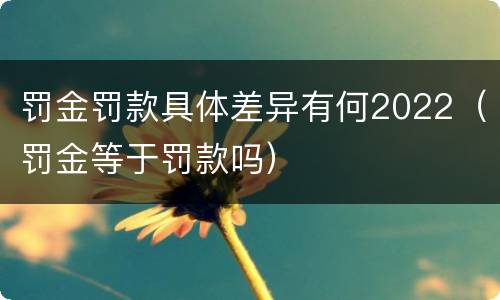 罚金罚款具体差异有何2022（罚金等于罚款吗）
