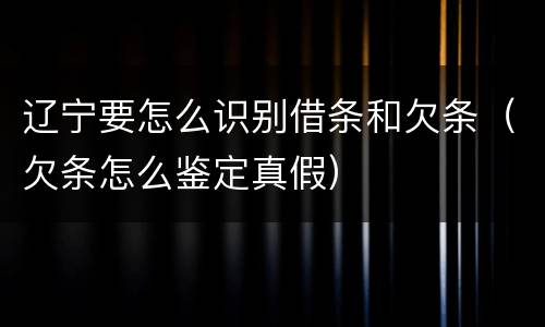 辽宁要怎么识别借条和欠条（欠条怎么鉴定真假）