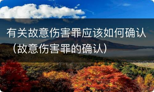 有关故意伤害罪应该如何确认（故意伤害罪的确认）