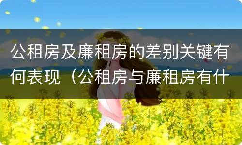 公租房及廉租房的差别关键有何表现（公租房与廉租房有什么区别?）