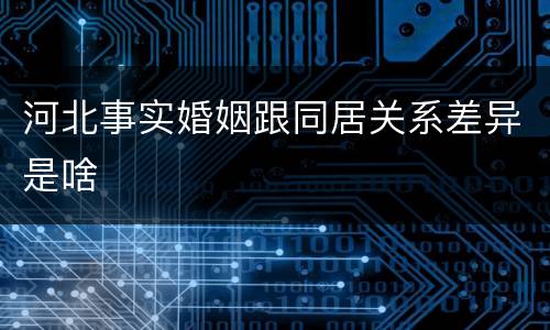 河北事实婚姻跟同居关系差异是啥