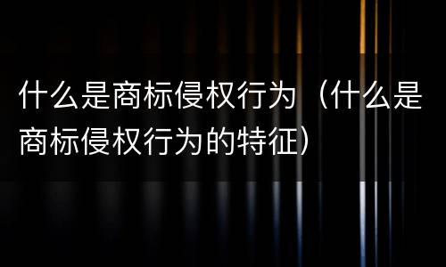 什么是商标侵权行为（什么是商标侵权行为的特征）