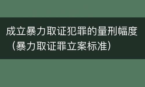 成立暴力取证犯罪的量刑幅度（暴力取证罪立案标准）