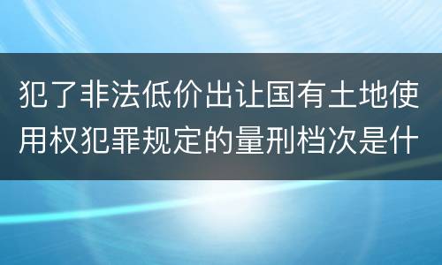 犯了非法低价出让国有土地使用权犯罪规定的量刑档次是什么