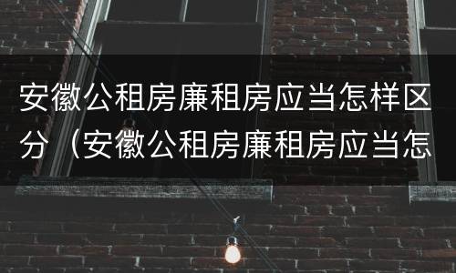 安徽公租房廉租房应当怎样区分（安徽公租房廉租房应当怎样区分等级）