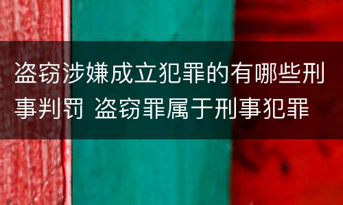 盗窃涉嫌成立犯罪的有哪些刑事判罚 盗窃罪属于刑事犯罪