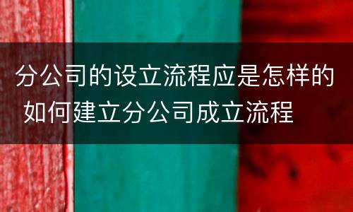 分公司的设立流程应是怎样的 如何建立分公司成立流程