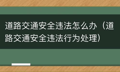 道路交通安全违法怎么办（道路交通安全违法行为处理）