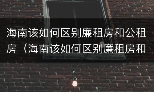 海南该如何区别廉租房和公租房（海南该如何区别廉租房和公租房的区别）