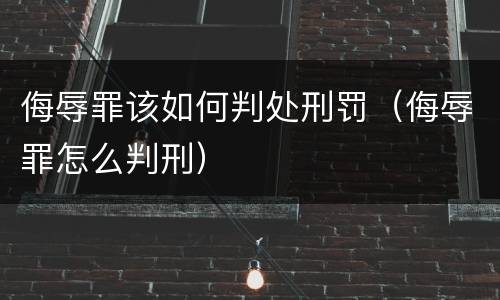 侮辱罪该如何判处刑罚（侮辱罪怎么判刑）