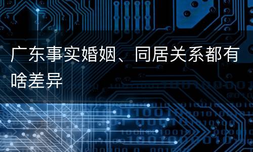 广东事实婚姻、同居关系都有啥差异