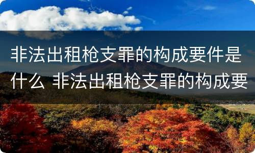 非法出租枪支罪的构成要件是什么 非法出租枪支罪的构成要件是什么呢