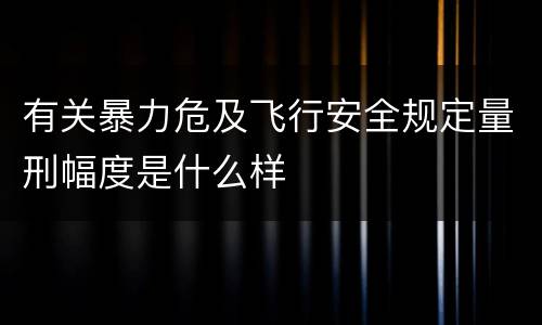 有关暴力危及飞行安全规定量刑幅度是什么样
