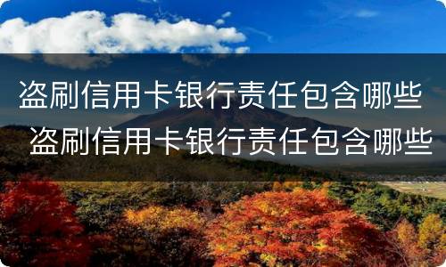 盗刷信用卡银行责任包含哪些 盗刷信用卡银行责任包含哪些项目