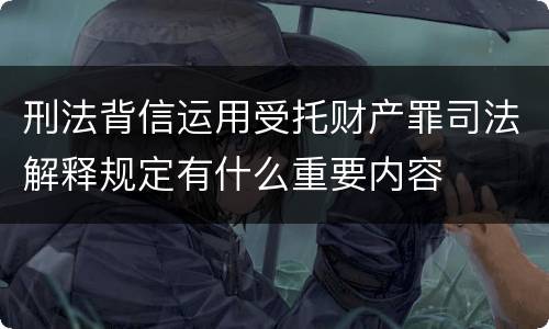 刑法背信运用受托财产罪司法解释规定有什么重要内容