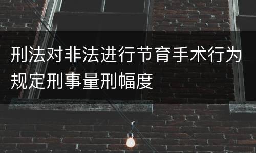 刑法对非法进行节育手术行为规定刑事量刑幅度