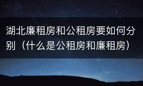 湖北廉租房和公租房要如何分别（什么是公租房和廉租房）