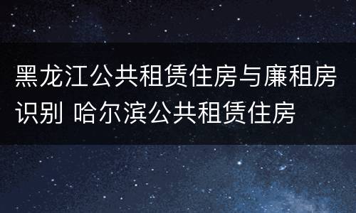 黑龙江公共租赁住房与廉租房识别 哈尔滨公共租赁住房