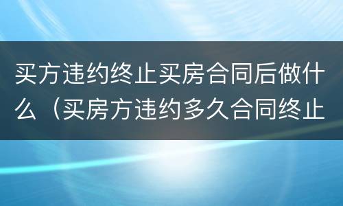 买方违约终止买房合同后做什么（买房方违约多久合同终止）