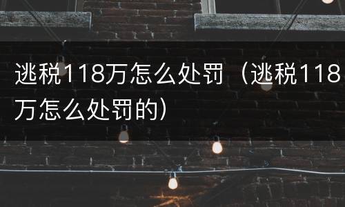 逃税118万怎么处罚（逃税118万怎么处罚的）