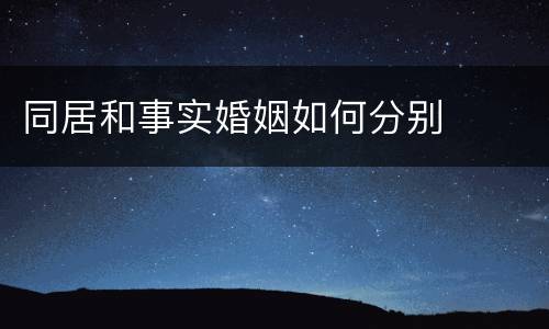 同居和事实婚姻如何分别