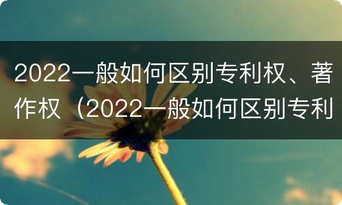 2022一般如何区别专利权、著作权（2022一般如何区别专利权,著作权呢）