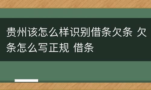 贵州该怎么样识别借条欠条 欠条怎么写正规 借条