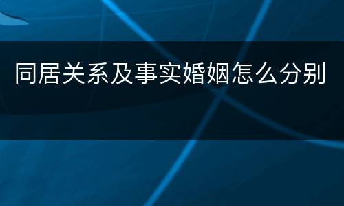 同居关系及事实婚姻怎么分别