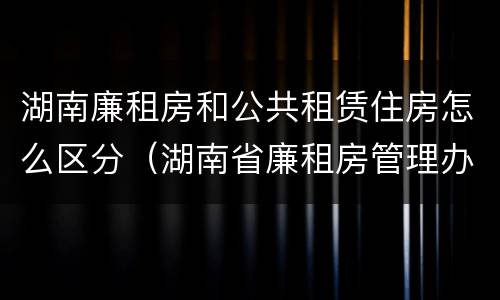 湖南廉租房和公共租赁住房怎么区分（湖南省廉租房管理办法）
