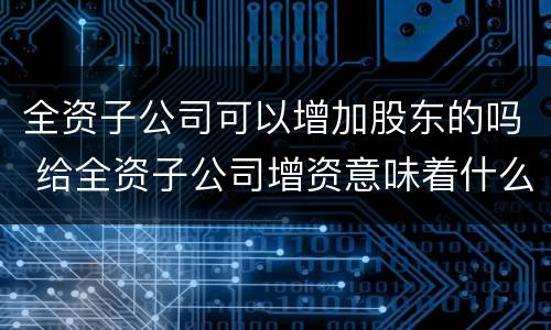 全资子公司可以增加股东的吗 给全资子公司增资意味着什么
