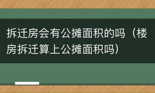 拆迁房会有公摊面积的吗（楼房拆迁算上公摊面积吗）