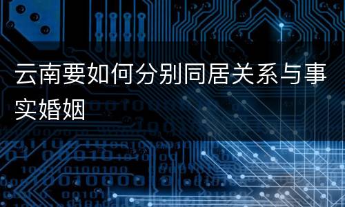 云南要如何分别同居关系与事实婚姻
