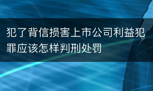 犯了背信损害上市公司利益犯罪应该怎样判刑处罚