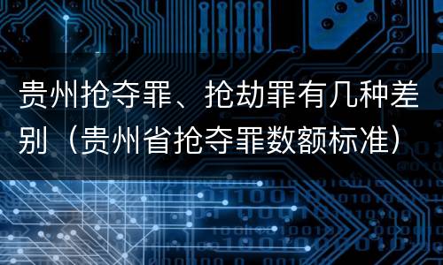 贵州抢夺罪、抢劫罪有几种差别（贵州省抢夺罪数额标准）