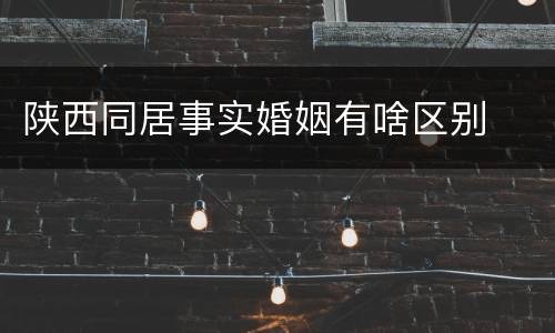 陕西同居事实婚姻有啥区别