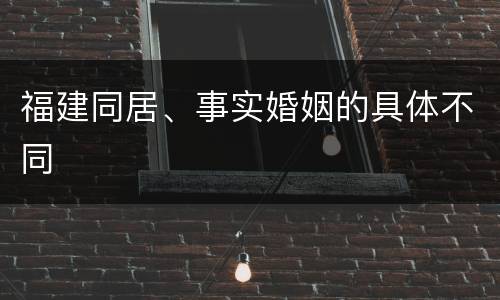 福建同居、事实婚姻的具体不同