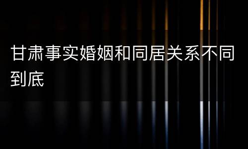 甘肃事实婚姻和同居关系不同到底