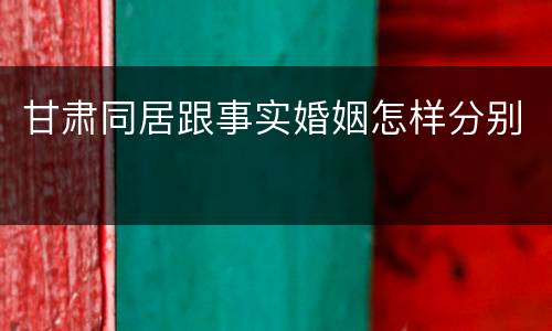 甘肃同居跟事实婚姻怎样分别