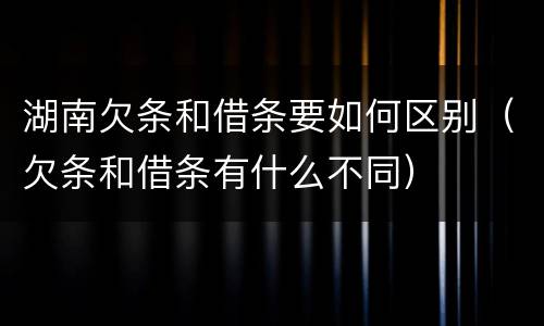 湖南欠条和借条要如何区别（欠条和借条有什么不同）