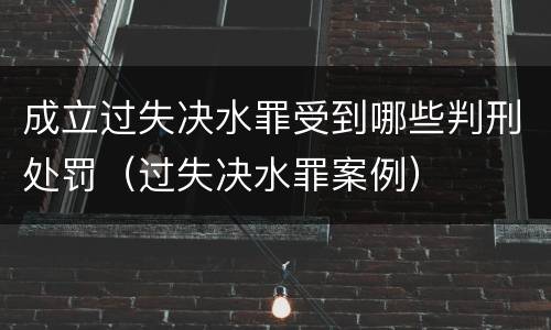 成立过失决水罪受到哪些判刑处罚（过失决水罪案例）