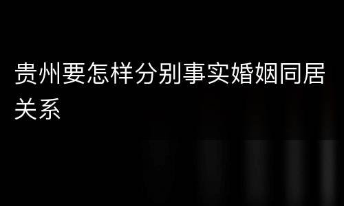 贵州要怎样分别事实婚姻同居关系