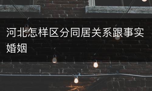 河北怎样区分同居关系跟事实婚姻