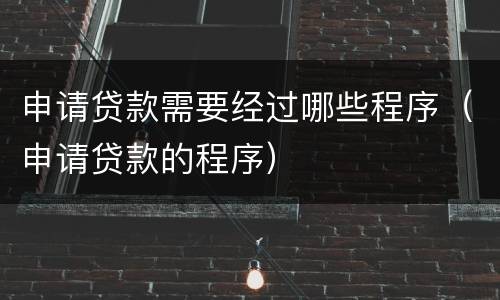 申请贷款需要经过哪些程序（申请贷款的程序）