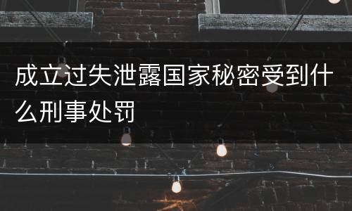 成立过失泄露国家秘密受到什么刑事处罚