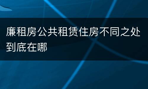 廉租房公共租赁住房不同之处到底在哪