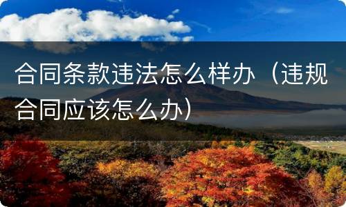 合同条款违法怎么样办（违规合同应该怎么办）