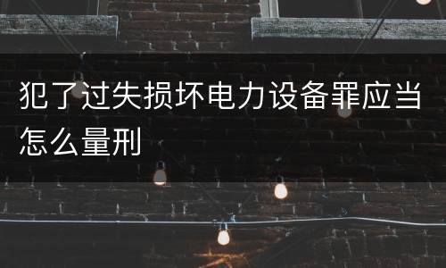 犯了过失损坏电力设备罪应当怎么量刑
