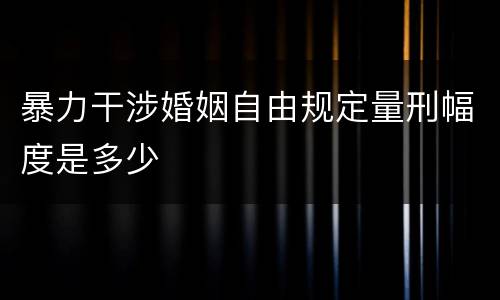 暴力干涉婚姻自由规定量刑幅度是多少