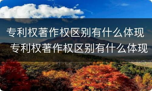 专利权著作权区别有什么体现 专利权著作权区别有什么体现吗