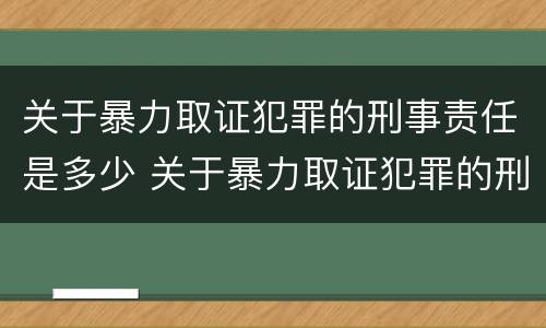 关于暴力取证犯罪的刑事责任是多少 关于暴力取证犯罪的刑事责任是多少年